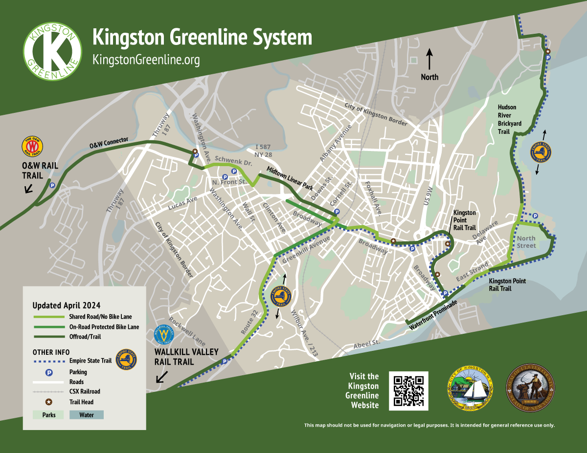 Greenline map showing trails in the City of Kingston